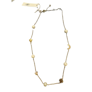 Tory Burch NWT Celestial Station Crystal Pearl Gold-Toned Necklace